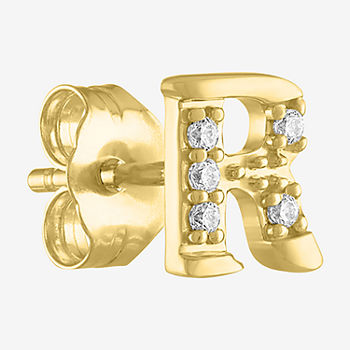 Diamond Addiction Initial "R" Diamond Accent Lab Grown White Diamond 10K Gold Single Earrings
