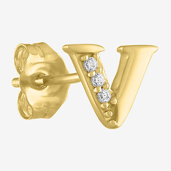 Diamond Addiction Initial "V" Diamond Accent Lab Grown White Diamond 10K Gold Single Earrings