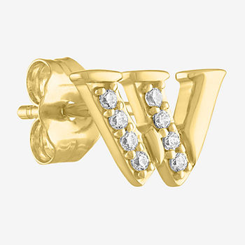 Diamond Addiction Initial "W" Diamond Accent Lab Grown White Diamond 10K Gold Single Earrings