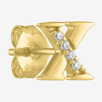 Diamond Addiction Initial "X" Diamond Accent Lab Grown White Diamond 10K Gold Single Earrings