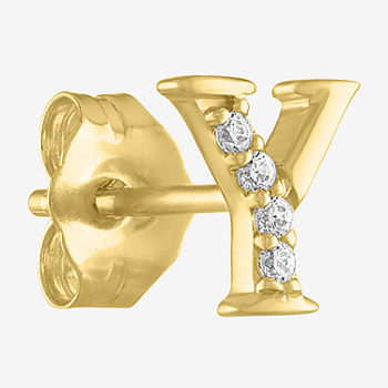 Diamond Addiction Initial "Y" Diamond Accent Lab Grown White Diamond 10K Gold Single Earrings