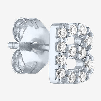 Diamond Addiction Initial "B" Diamond Accent Lab Grown White Diamond Sterling Silver Single Earrings