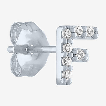 Diamond Addiction Initial "F" Diamond Accent Lab Grown White Diamond Sterling Silver Single Earrings