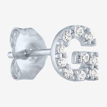 Diamond Addiction Initial "G" Diamond Accent Lab Grown White Diamond Sterling Silver Single Earrings