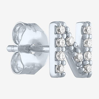 Diamond Addiction Initial "N" Diamond Accent Lab Grown White Diamond Sterling Silver Single Earrings