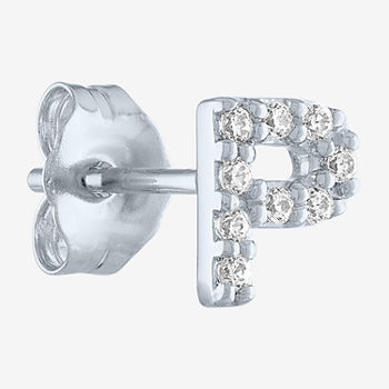 Diamond Addiction Initial "P" Diamond Accent Lab Grown White Diamond Sterling Silver Single Earrings