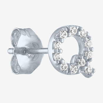 Diamond Addiction Initial "Q" Diamond Accent Lab Grown White Diamond Sterling Silver Single Earrings