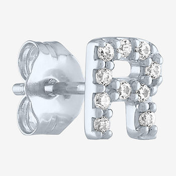 Diamond Addiction Initial "R" Diamond Accent Lab Grown White Diamond Sterling Silver Single Earrings