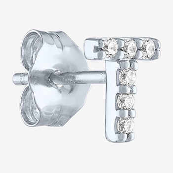 Diamond Addiction Initial "T" Diamond Accent Lab Grown White Diamond Sterling Silver Single Earrings