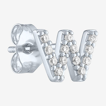Diamond Addiction Initial "W" Diamond Accent Lab Grown White Diamond Sterling Silver Single Earrings