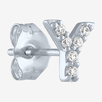 Diamond Addiction Initial "Y" Diamond Accent Lab Grown White Diamond Sterling Silver Single Earrings