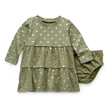 Okie Dokie Baby Girls Long Sleeve Fitted Sleeve A-Line Dress