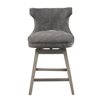 Madison Park Janet Counterstool Counter Height Upholstered Swivel Bar Stool