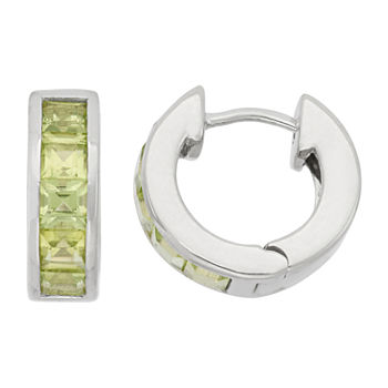 Lab Created Green Peridot Sterling Silver Clip On Earrings