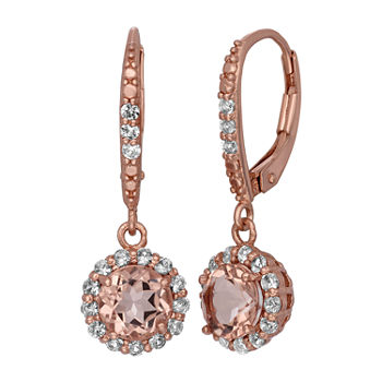 Simulated Yellow Morganite 14K Gold Over Silver Drop Earrings