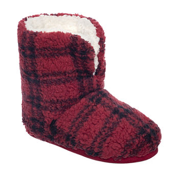 Cuddl Duds Plaid Sherpa Womens Bootie Slippers