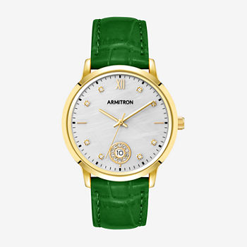 Armitron Womens Crystal Accent Green Leather Strap Watch 75/5834mpgpgn