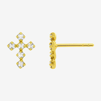 Itsy Bitsy Crystal 14K Gold Over Silver Sterling Silver 10mm Stud Earrings