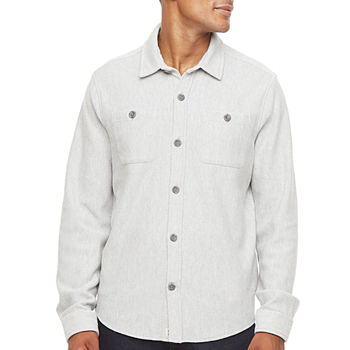 Mutual Weave Mens Regular Fit Long Sleeve Knit Button-Down Shirt