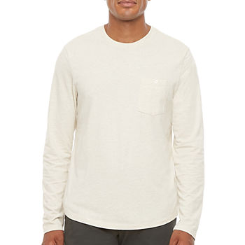 mutual weave Cotton Jersey Mens Crew Neck Long Sleeve Pocket T-Shirt