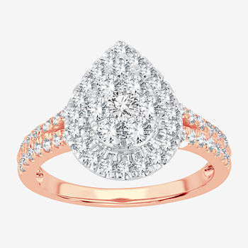 Womens 1 CT. T.W. Lab Grown White Diamond 10K Rose Gold Round Engagement Ring