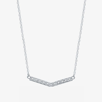 Limited Time Special! Womens 1/10 CT. T.W. Genuine Diamond Sterling Silver Chevron Necklaces