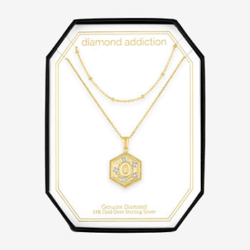 Diamond Addiction Intial "O" Womens 2-pc. Diamond Accent Genuine White Diamond 14K Gold Over Silver Pendant Necklace Set