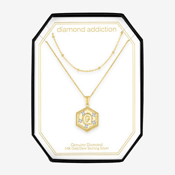 Diamond Addiction Intial "Q" Womens 2-pc. Diamond Accent Genuine White Diamond 14K Gold Over Silver Pendant Necklace Set
