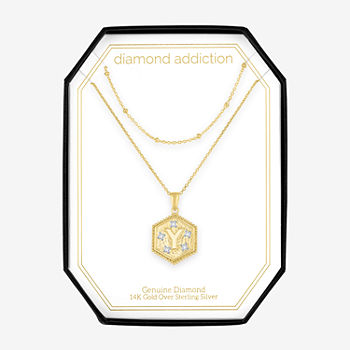 Diamond Addiction Intial "Y" Womens 2-pc. Diamond Accent Genuine White Diamond 14K Gold Over Silver Pendant Necklace Set