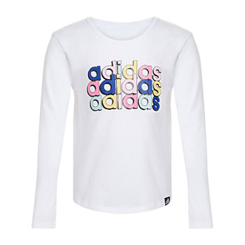 adidas Girls Scoop Neck Long Sleeve Graphic T-Shirt