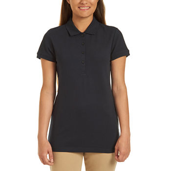 IZOD Womens Short Sleeve Stretch Pique Knit Polo Shirt Juniors
