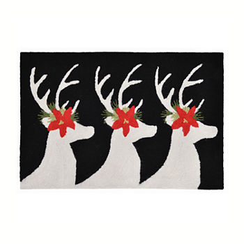 Liora Manne Frontporch Reindeer Hand Tufted Rectangular Washable Indoor Outdoor Rugs