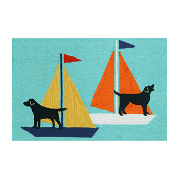 Liora Manne Frontporch Sailing Dog Hand Tufted Rectangular Washable Indoor Outdoor Rugs