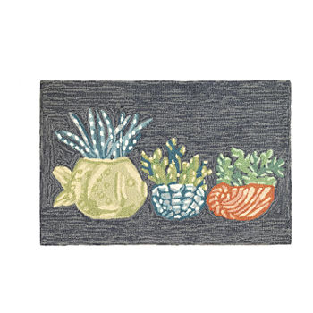 Liora Manne Frontporch Happy Plant Hand Tufted Rectangular Washable Indoor Outdoor Rugs