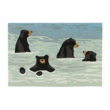 Liora Manne Frontporch Bathing Bears Hand Tufted Rectangular Washable Indoor Outdoor Rugs
