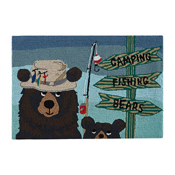 Liora Manne Frontporch Fishing Bears Hand Tufted Washable Indoor Outdoor Rectangular Accent Rug