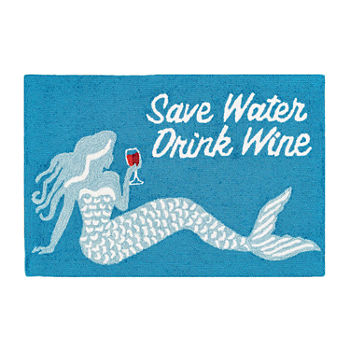 Liora Manne Frontporch Save Drink Wine Hand Tufted Washable Indoor Outdoor Rectangular Accent Rug