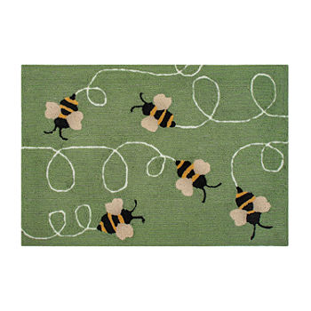 Liora Manne Frontporch Buzzy Bees Hand Tufted Rectangular Washable Indoor Outdoor Rugs