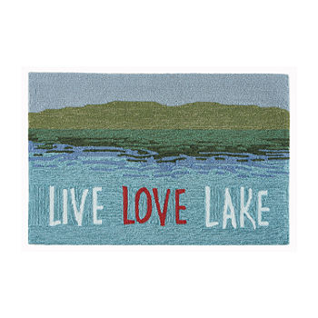 Liora Manne Frontporch Live Love Lake Hand Tufted Rectangular Washable Indoor Outdoor Rugs