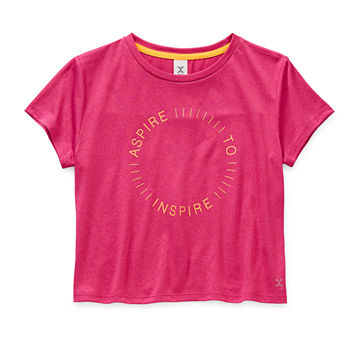 Xersion Little & Big Girls Round Neck Short Sleeve Graphic T-Shirt