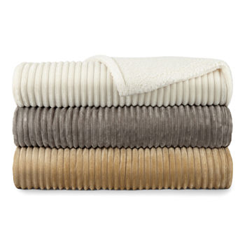 Home Expressions Ribbed Plush Sherpa Throw