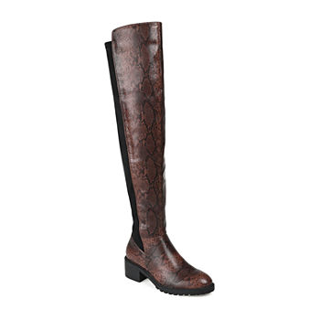 Journee Collection Womens Aryia Stacked Heel Over the Knee Boots