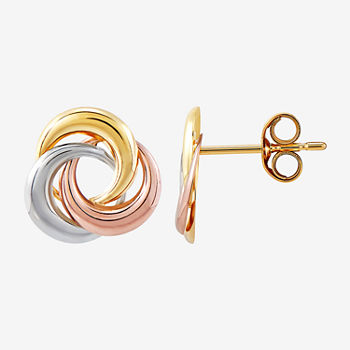 14K Tri-Color Gold 10mm Round Stud Earrings