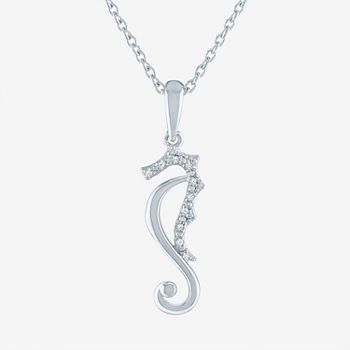 Womens Diamond Accent Genuine White Diamond Sterling Silver Pendant Necklace