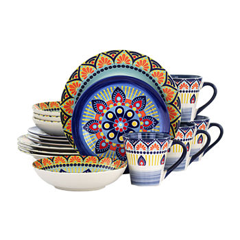 Elama Zen Blue Mozaik 16-pc. Stoneware Dinnerware Set