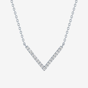 Diamond Addiction Womens 1/6 CT. T.W. Genuine White Diamond Sterling Silver Chevron Necklaces