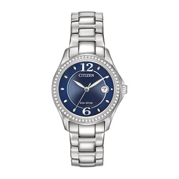 Citizen Silhouette Crystal Womens Crystal Accent Silver Tone Stainless Steel Bracelet Watch Fe1140-86l