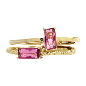 Sparkle Allure Birthstone 2-pc. Cubic Zirconia 14K Gold Over Brass Ring Sets