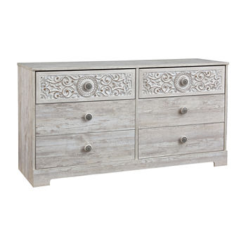 Signature Design by Ashley Paxberry White Aged Pine 6-Drawer Dresser