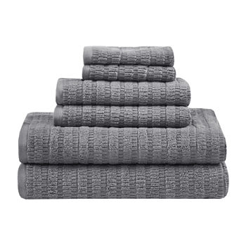 Clean Spaces Loft 100% Cotton Solid Textured Antimicrobial 6-pc Towel Set